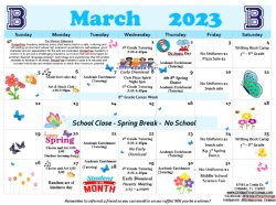 BPA of Orange- March Calendar 2022-2023